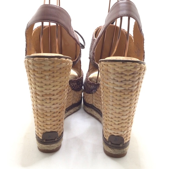 Sam Edelman Tinely Brown Snake Print Lace Up Platform Wedge Sandal Size 10M - Picture 6 of 11